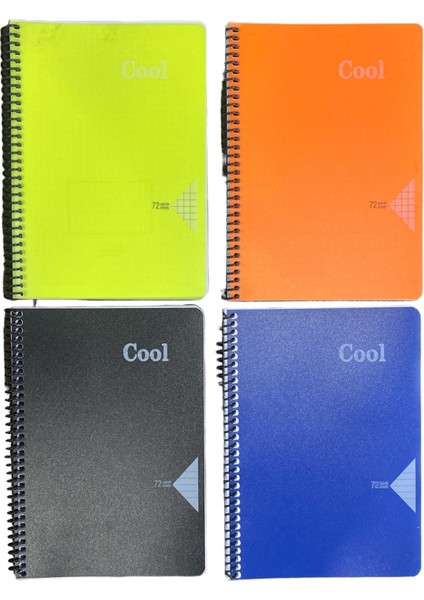 Plastik Kapak Spiralli A5 72 Yp. Cool Defter ( 2 Kare & 2 Çizgili )