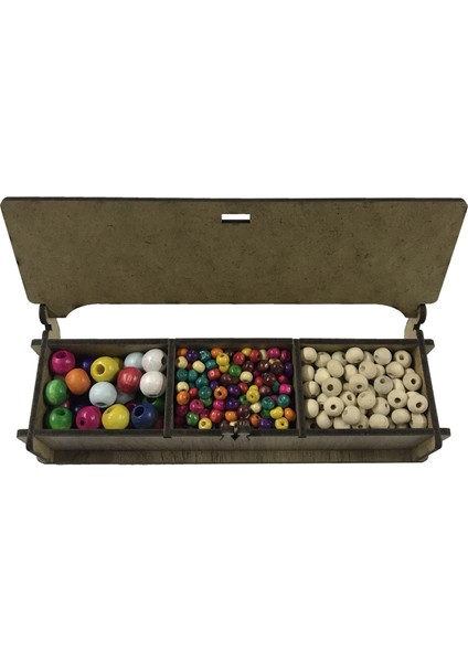 Ahşap Boncuk Makrome Süsleme Seti 3X20 Gram (Ahşap Kutulu)