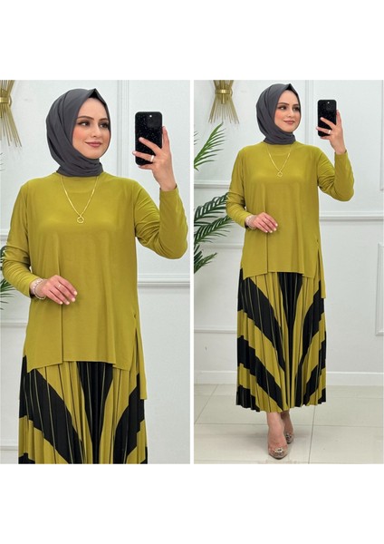 Fulya Takım Sandy Kumaş Yazlık Etekli Tesettür Giyim ST2183 modelleri