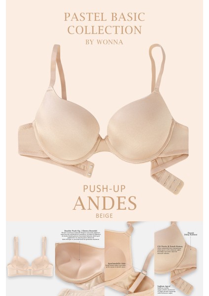 Andes 2527 Ten Double Push Up / Ekstra Dolgulu Mikro Basic Sütyen fiyatları