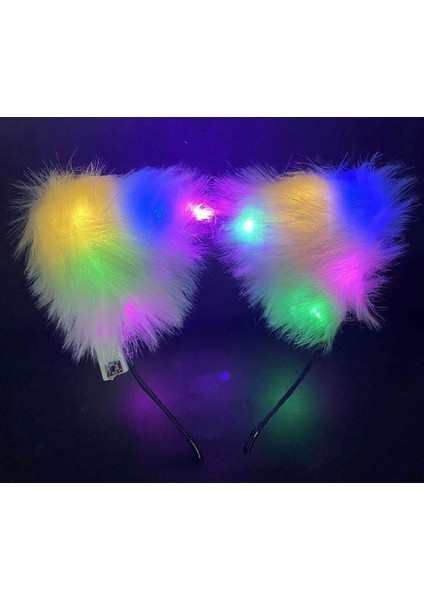 Beyaz Peluşlu Pofuduk Kürklü LED Işıklı Lüks Parti Tacı 20X18 cm fiyatları