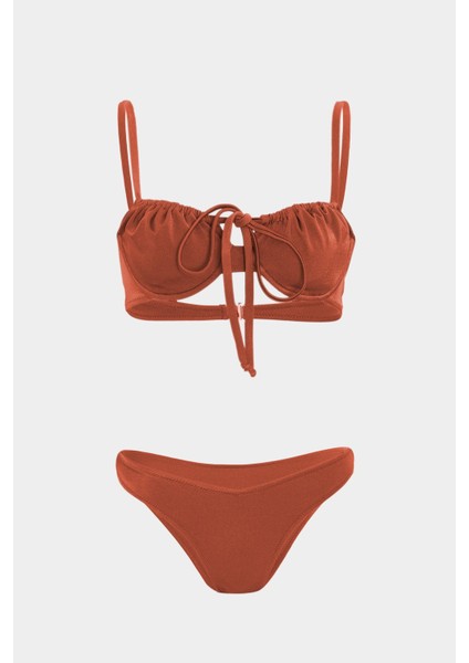 Premium Büzgü Detaylı Luna Slim Fit Kadın Bikini Üstü