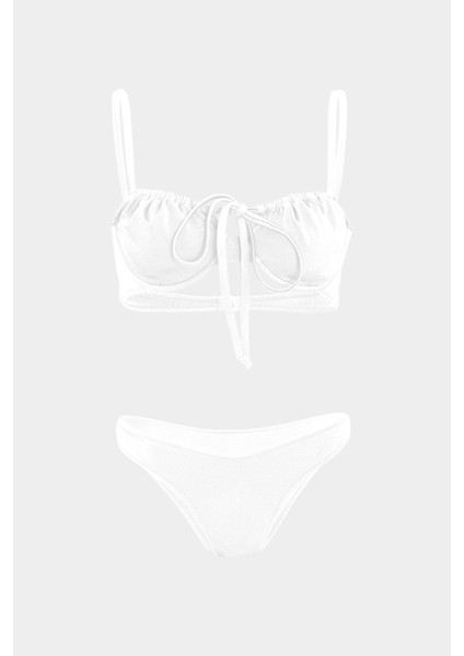 Premium Büzgü Detaylı Luna Slim Fit Kadın Bikini Üstü