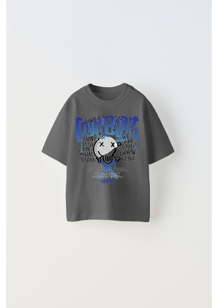 Cool Boys Yazılı Baskılı Füme Çocuk T-Shirt