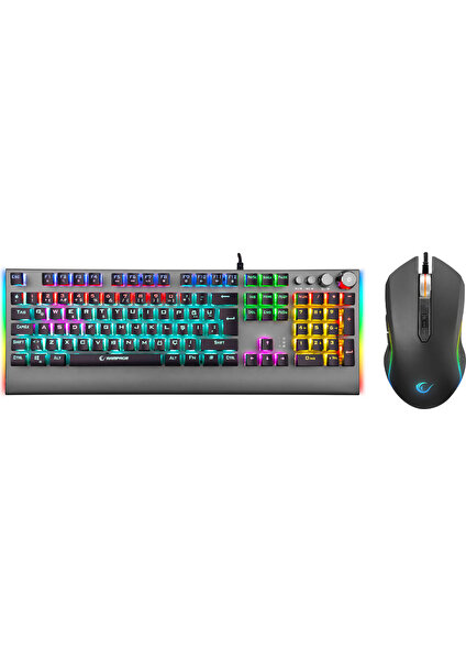 KB-R210 Favory  Kristal Blue Switch Mekanik & SMX-R79 X-Runner  Siyah 10000DPI Gaming & Oyuncu Set