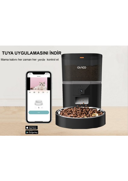 QQ005 6 Litre Kameralı ve Uzaktan Wifi Bağlantılı Paslanmaz Kaseli Kedi ve Köpek Besleyici