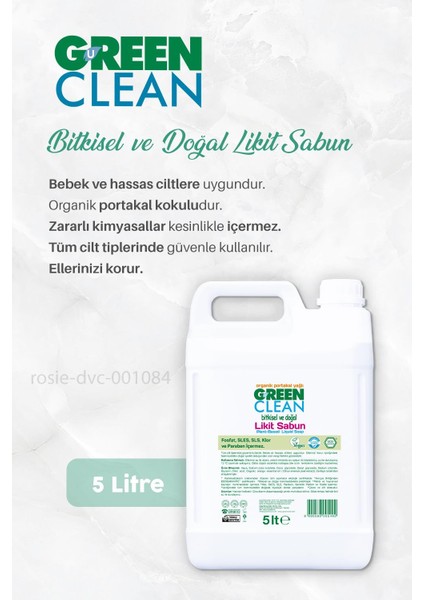 Green Clean Likit Sabun 5 Lt, Sports Çamaşır Deterjanı 1 Lt, Sensitive Yumuşatıcı 1 Lt ve Rosıe