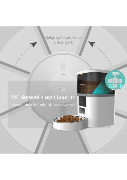 QQ005 6 Litre Kameralı ve Uzaktan Wifi Bağlantılı Paslanmaz Kaseli Kedi ve Köpek Besleyici