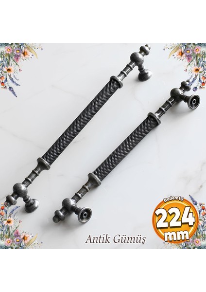 Ladin Antik Gümüş Metal Kulp 224 mm Mobilya Çekmece Mutfak Dolabı Kulbu