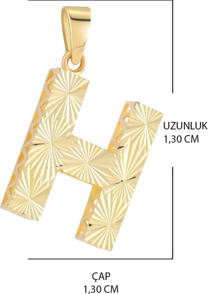 14 Ayar Altın H Harfi Kolye Ucu Parlak Kalemli Işıltılı Zincir Dahil Değildir fiyatları