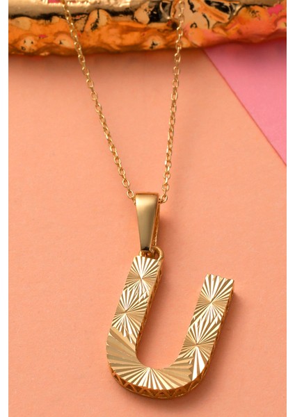 14 Ayar Altın U Harfi Kolye Ucu Parlak Kalemli Işıltılı Zincir Dahil Değildir fırsatları