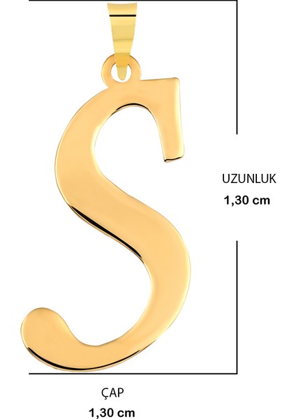 14 Ayar Altın S Harfi Kolye Ucu El Işi Tasarım Harf Zincir Dahil Değildir