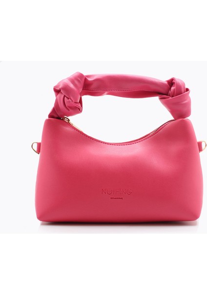 Tekno Trust Type 4 Kadın Fuşya Soft Deri Düğüm Detaylı Kulplu Zincir Askılı Mini El Omuz Baget Çanta 0 -1 L Ca
