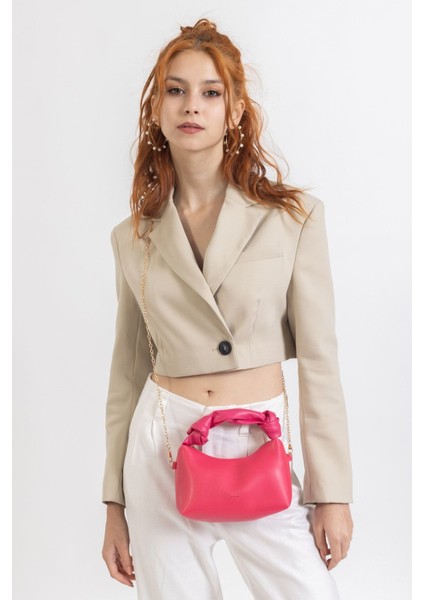 Tekno Trust Type 4 Kadın Fuşya Soft Deri Düğüm Detaylı Kulplu Zincir Askılı Mini El Omuz Baget Çanta 0 -1 L Ca fiyatları