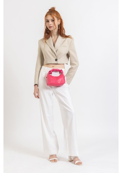 Tekno Trust Type 4 Kadın Fuşya Soft Deri Düğüm Detaylı Kulplu Zincir Askılı Mini El Omuz Baget Çanta 0 -1 L Ca modelleri