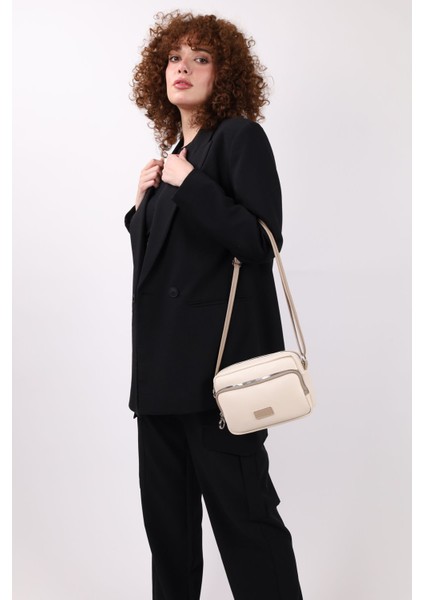 Tekno Trust 1 - 3 L Kadın Krem Vizon 2 Gözlü Ayarlanabilir Askılı Omuz ve Çapraz Çanta Suni Deri Type 4 Ek Özel indirimleri