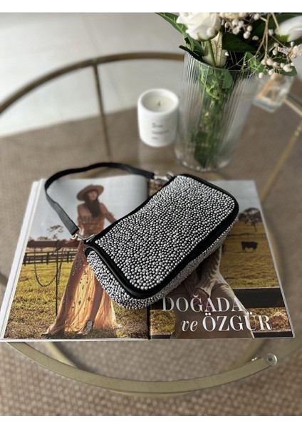 Tekno Trust Süet Kadın Siyah Işıltılı Taşlı Kol ve Omuz Çantası 0 -1 L Dokuma Basic Type 4 Siyah Hayır 1'li Ta fiyatları