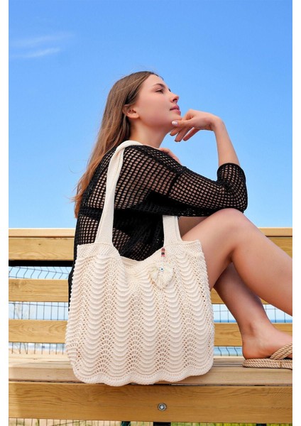 Tekno Trust 1'li Kadın Triko Örgü Aksesuarlı Içi Astarlı Askılı Gündelik El&omuz ve Plaj Çantası Vanilya Chax8 fiyatları