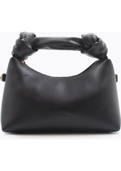 Tekno Trust Dokuma Kadın Siyah Soft Deri Düğüm Detaylı Kulplu Zincir Askılı Mini El Omuz Baget Çanta Tüm Yaş gr