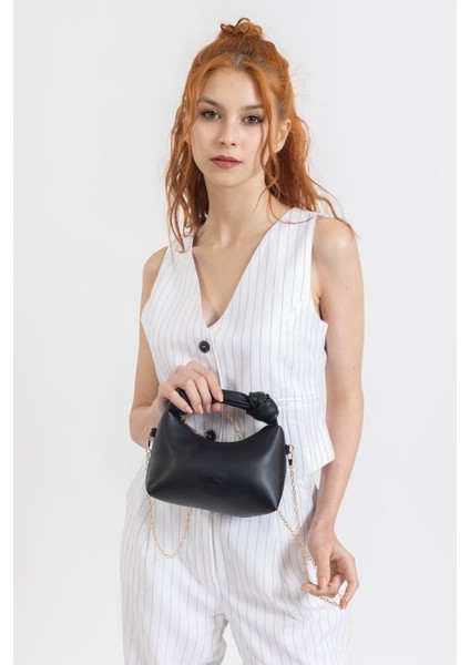 Tekno Trust Dokuma Kadın Siyah Soft Deri Düğüm Detaylı Kulplu Zincir Askılı Mini El Omuz Baget Çanta Tüm Yaş gr fiyatları