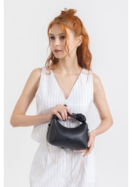 Tekno Trust Dokuma Kadın Siyah Soft Deri Düğüm Detaylı Kulplu Zincir Askılı Mini El Omuz Baget Çanta Tüm Yaş gr fırsatları