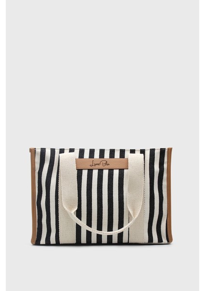 Tekno Trust Siyah Kadın Çizgili Keten Tote Çanta Tüm Yaş Grupları Hayır Çizgili Dokuma Type4 Ek Özellik Mevcut