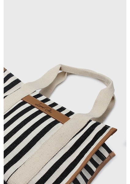 Tekno Trust Siyah Kadın Çizgili Keten Tote Çanta Tüm Yaş Grupları Hayır Çizgili Dokuma Type4 Ek Özellik Mevcut fırsatları