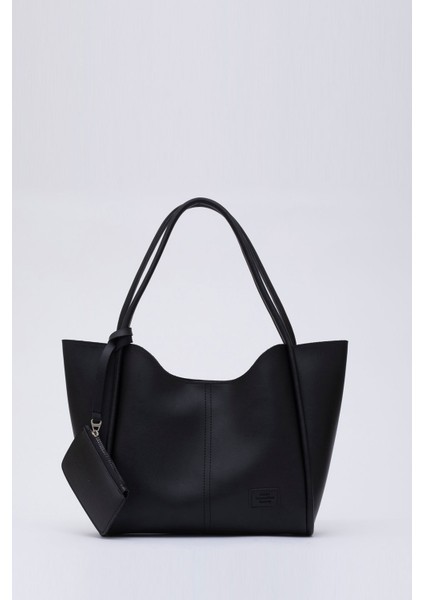 Tekno Trust Nan, Undefined Siyah SHK108 Çıtçıtlı Suni Deri Cüzdanlı Makyaj Çantalı Kadın El ve Omuz Çantası U:2