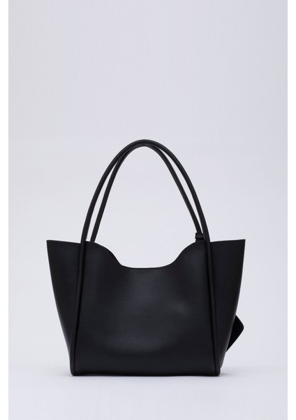 Tekno Trust Nan, Undefined Siyah SHK108 Çıtçıtlı Suni Deri Cüzdanlı Makyaj Çantalı Kadın El ve Omuz Çantası U:2 fırsatları