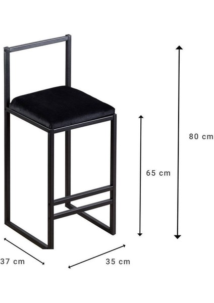 Nordic Bar Ada Mutfak Sandalyesi 65 cm Siyah
