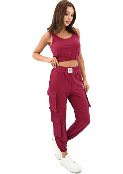 Kadın Askılı Crop Bluz Detaylı Eşofman Takımı 3715-23 fiyatları