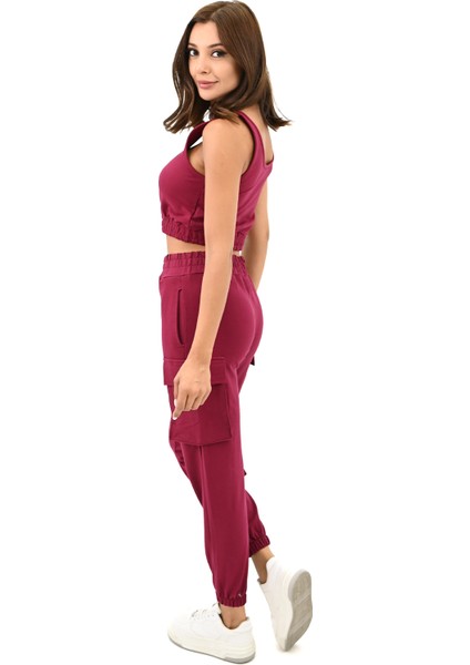 Kadın Askılı Crop Bluz Detaylı Eşofman Takımı 3715-23 fırsatları