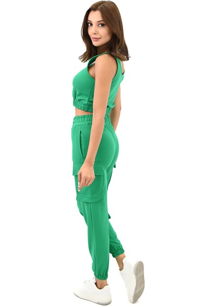 Kadın Askılı Crop Bluz Detaylı Eşofman Takımı 3715-23 fırsatları