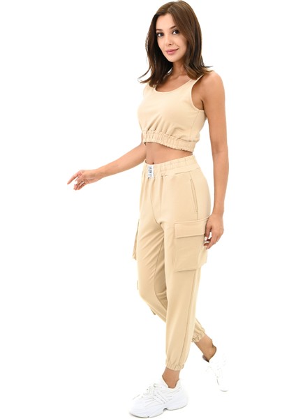 Kadın Askılı Crop Bluz Detaylı Eşofman Takımı 3715-23 modelleri