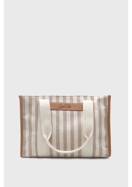 Tekno Trust Type4 Kadın Çizgili Keten Tote Çanta Ek Özellik Mevcut Değil Parça Mevcut Değil Bej Hayır Basic Dok