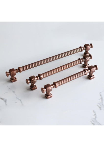 Talas Eskitme Antik Bakır Çizgili Metal 192 mm Mobilya Mutfak Çekmece Dolap Kulpu Kulbu Kulpları