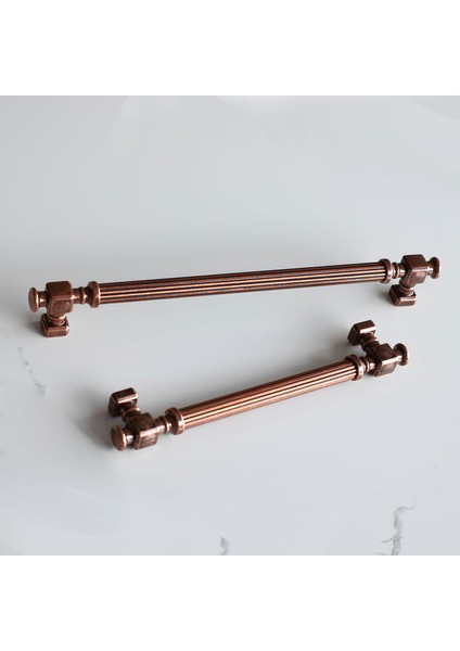 Talas Eskitme Antik Bakır Çizgili Metal 192 mm Mobilya Mutfak Çekmece Dolap Kulpu Kulbu Kulpları