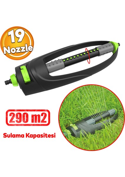 Tablalı Hareketli Çok Fonksiyonlu Su Fıskiyesi 19 Nozzle Dönerli Bahçe Çim Sulama Aparatı Plastik