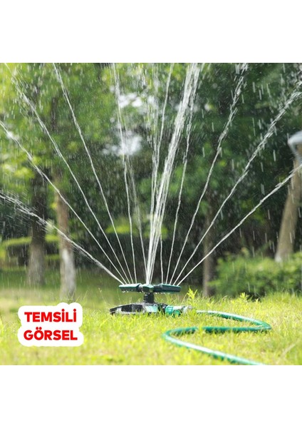 Yarımay Tablalı Hareketli Su Fıskiyesi 3 Başlıklı Dönerli Bahçe Çim Sulama Aparatı Plastik DY6064G