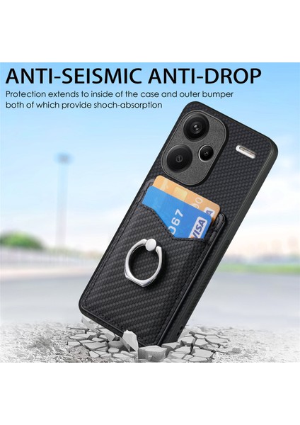 Xiaomi Redmi Note 13 Pro Artı 5g Kickstand Kılıf Karbon Fiber Pu Kart Yuvaları Telefon Kapağı (Yurt Dışından) indirimleri