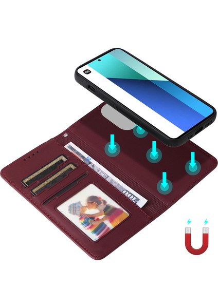 Xiaomi Redmi Note 13 4g Pu Deri Çıkarılabilir Cüzdan Telefon Kapağı (Yurt Dışından) modelleri