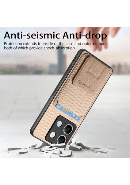 Xiaomi Redmi Note 13 5g Karbon Fiber Doku Deri Kaplamalı Tpu Kart Yuvası Telefon Kapağı (Yurt Dışından)