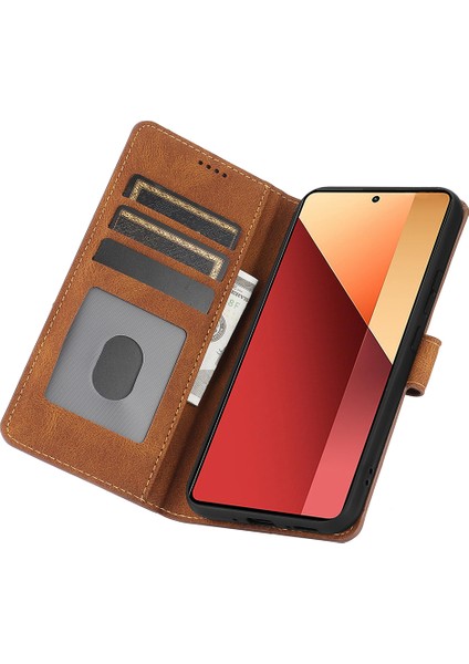 Xiaomi Redmi Note 13 5g Manyetik Toka Deri Stand Kart Yuvası Kapağı (Yurt Dışından)