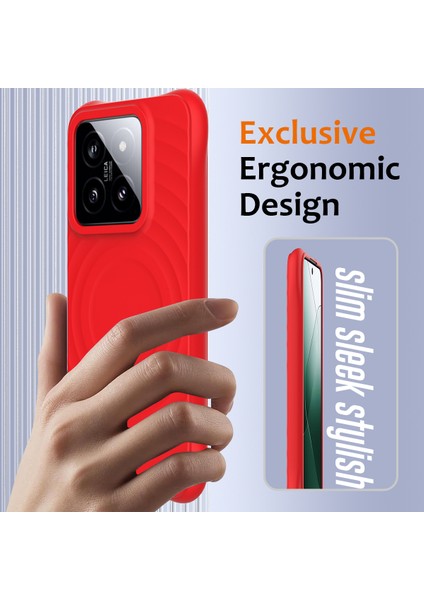 Xiaomi 14 Ripple Texture Sıvı Silikon Koruyucu Kapak Magsafe ile Uyumlu (Yurt Dışından) modelleri