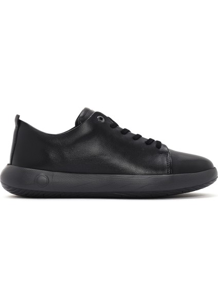 Erkek Siyah Bağcıklı Deri Sneaker 24SFD624318