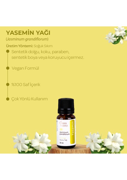 Onka Farma Yasemin Yağı 10 ml %100 Saf ve Doğal Katkısız Uçucu Yağ