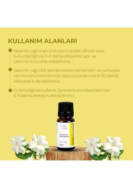 Onka Farma Yasemin Yağı 10 ml %100 Saf ve Doğal Katkısız Uçucu Yağ