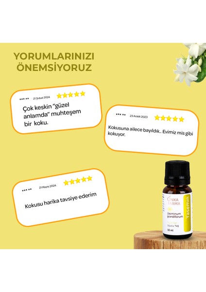 Onka Farma Yasemin Yağı 10 ml %100 Saf ve Doğal Katkısız Uçucu Yağ