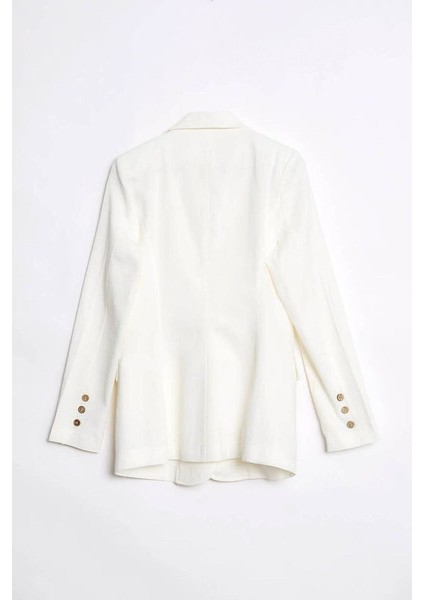 Klasik Yaka Pamuklu Blazer Ceket Ekru indirimleri