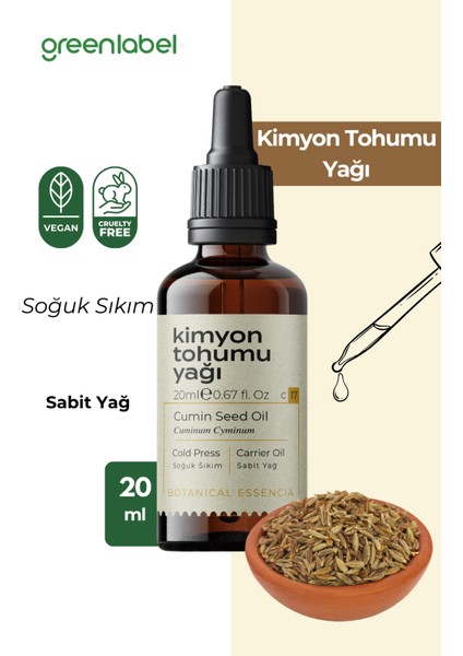 Green Label Kimyon Tohumu Yağı Soğuk Sıkım %100 Doğal Ve Saf 20ml